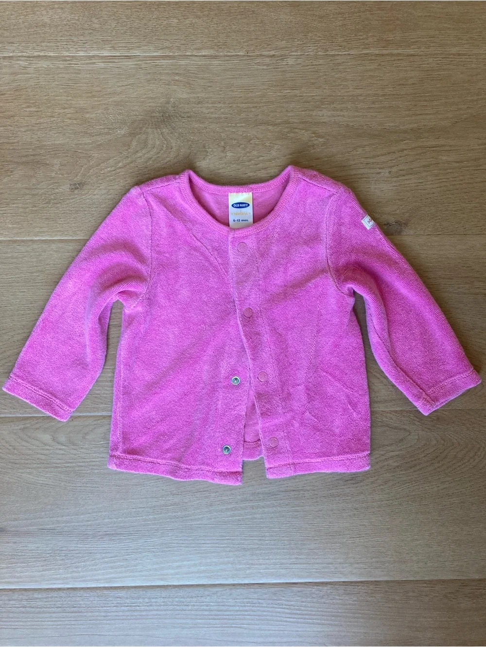 Old Navy Y2K Pink Terrycloth Snap-Front Baby Sweater